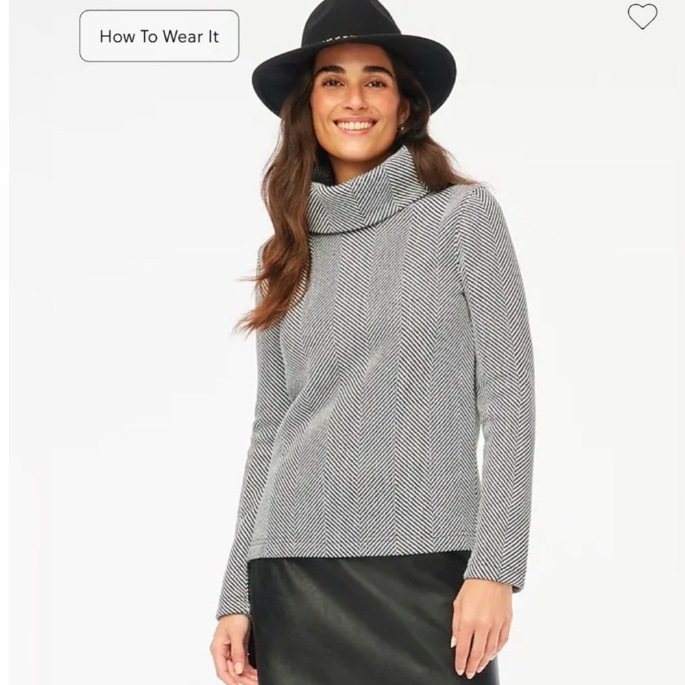 J. Crew Black and White Cowl Neck Sweater size S